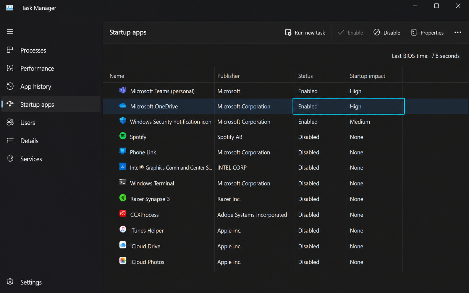 Windows 11 Task Manager startup apps highlighted